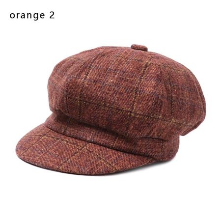 Åttekantede luer Hatter Maler Newsboy Capser Dame Beret ORANGE 2