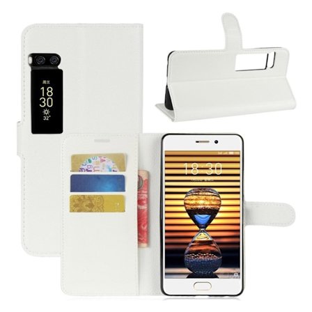 Meizu Pro 7 Vikbart läder fodral - Vit