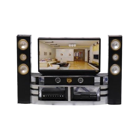 Miniatyr TV-högtalare Apparat Set Barn Låtsaslek Leksak Dockskåpstillbehör [D]