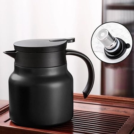Sort 800ML Termoisoleret Tekande, Kaffe Termokande med Te-filter, Rustfri 304 Rustfrit Stål