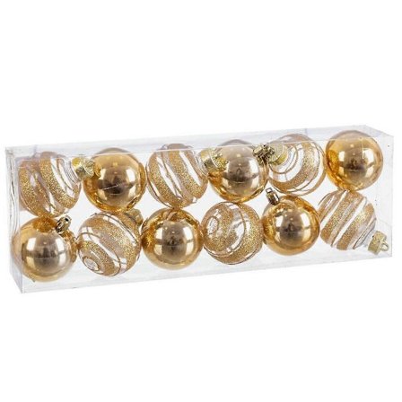 Julgranskulor Gyllene Plast 6 x 6 x 6 cm (12 stycken)