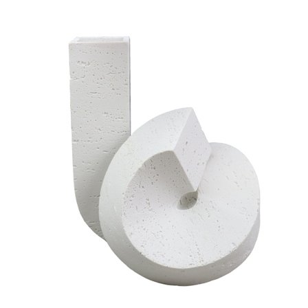 Valkoinen polyresiinimaljakko, 21x19x25 cm, geometrinen kuvio