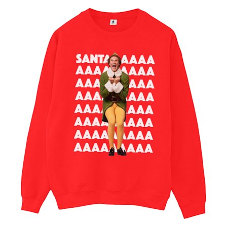 Elf Herr Buddy Santa Scream Sweatshirt S Röd