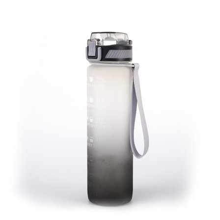 Vattenflaska med sugrör, 1000 ml dryckesflaska med tidsmarkeringar - Tritan BPA-fri - Sportvattenflaska läcksäker med låslock Grå/svart