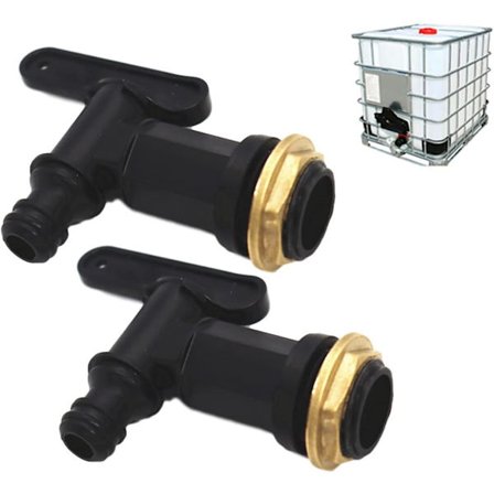 2 kpl sadevesisäiliön hanaa, 3/4 tuuman IBC-kierre, saviventtiiliadapteri, G