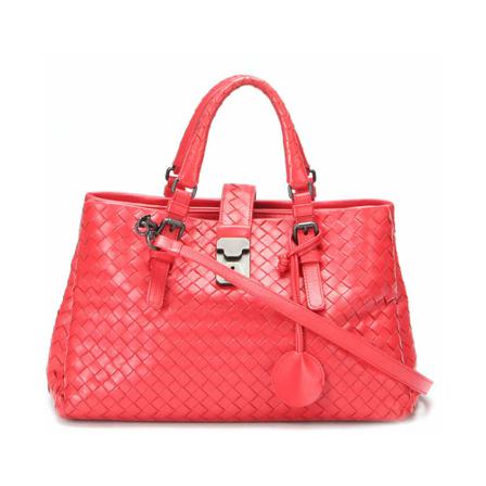 Bottega Veneta Vintage, Pre-owned Intrecciato Leather Roma Handbag Rood, Dames, Maat:ONE Size