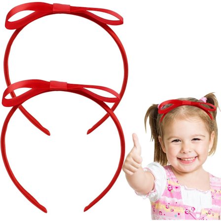 2 stk. Røde Hårbånd med Sløjfe, Røde Hårbånd til Piger, Rødt Hårbånd med Sløjfe til Kvinder og Piger, Festartikler, Cosplay-tilbehør