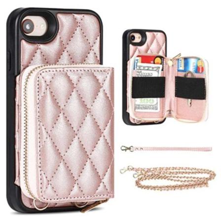 Grid Pattern Iphone 7/8/se (2020)/se (2022) Tpu-skal Med Plå... Rosa