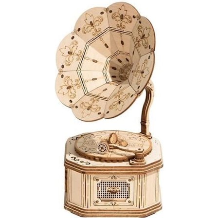 3D Grammofonpuslespil i Træ - ROBOTIME - 122 Brikker - Voksne - Jule- og Fødselsdagsgave