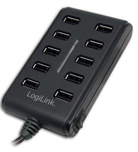 LogiLink USB-HUB 10-Port m. Netzteil schwarz