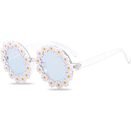 Søte Daisy Solbriller (Gjennomsiktig Ramme, Blå Linse) Dame