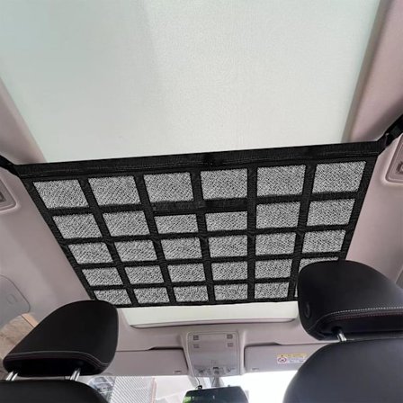 Bil Oppbevaringsnett, Biltak Bag, Stor Kapasitet Biltak Oppbevaringsnett, Biltak Bagasjenett kompatibel Reise og Organizer (Svart) 90x65cm