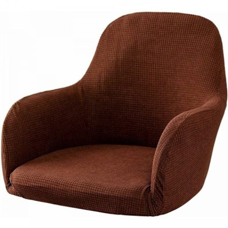 Elastisk stoltrekk for restaurant, altomfattende stoltrekk for restaurant med armlener, buet stoltrekk i skinn (brun)