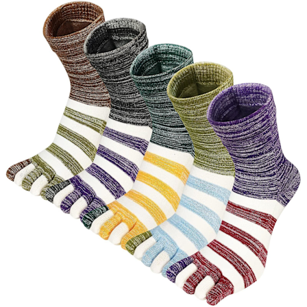 Vintermænds tåsokker bomuld sjove afslappede sportsløb svedabsorberende ankel tåsokker 5 par