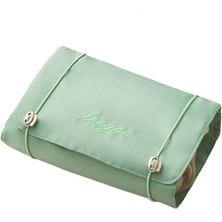 Reise Sminkepung Henge Toilettmappe Rull Opp Kosmetikk Organizer med 4 Avtagbare Glidelås Lommer Avtakbar Toilettartikkelveske for Kvinner, Grønn