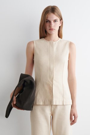 COS Women's Sleeveless Denim Top in White