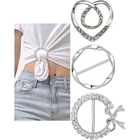 3 Pak Metal T-shirt Klips og Ringe 1,9 Tommer Store T-shirt Klip Sjal Ring til Pige Kvinder
