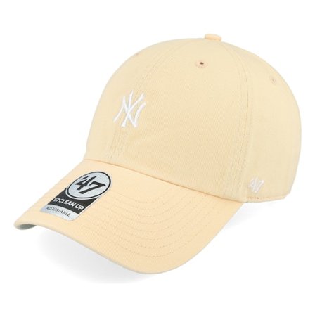 47 Brand - MLB Beige unconstructed Caps - New York Yankees Base Runner Clean Up Apricot Dad Cap @ Hatstore