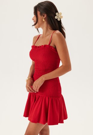 Bubbleroom - Short smock Dress - Red - Kläder