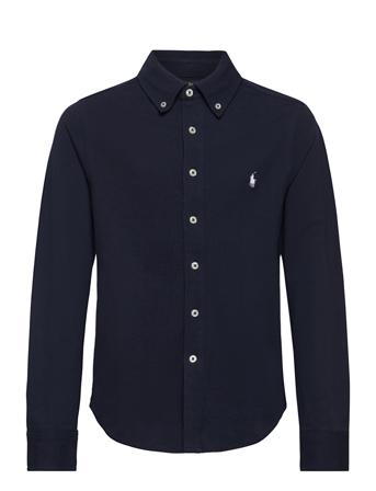 Featherweight Cotton Mesh Shirt Tops Shirts Long-sleeved Shirts Navy Ralph Lauren Kids