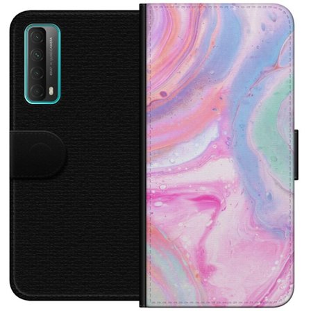 Yhteensopiva Lompakkokotelo Huawei Huawei P smart 2021 Abstrakti pastellin värinen marmoritaide, jossa on nestemäinen akryyli vaikutus pinkissä, si