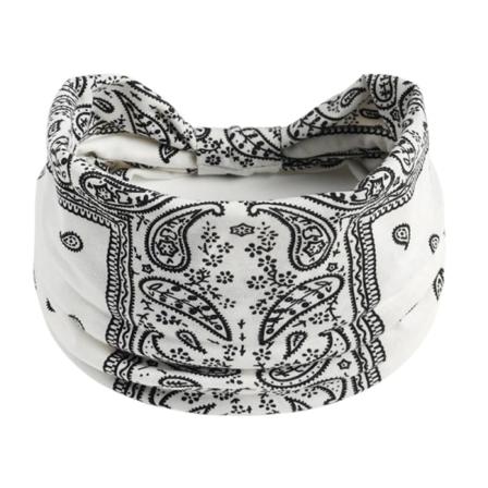 Boho Knot Turbans Yoga Elastic Head Wrap Printed Pannband White