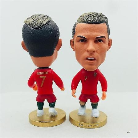 Soccerwe 6,5 cm høyde fotballstjerneduke Portugal 7# C. Ronaldo figurer rød 2020