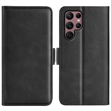 SKALO Samsung S23 Ultra Premium Wallet Flip Cover - Sort