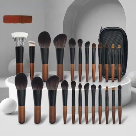 Portable 12-piece Mini Cosmetic Brush Short Handle Powder Brush Blusher Brush Eye Shadow Brush Animal Hair Facial Makeup Tool