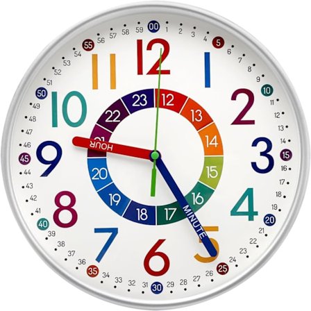 Børnevægklokke, 30 cm Farverige Tal Pædagogisk Børneklokke, Stille Soveværelse Børneklokke til Tidlig Uddannelse Hjem Stue