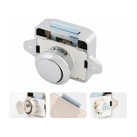 Trykknapslås - Nøgleløs Møbel Lås Spænde Skab Dør Knapper til RV Motor Caravan 5 stk Sølv