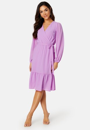 Happy Holly Linn midi Long Sleeve Dress Violet Klær