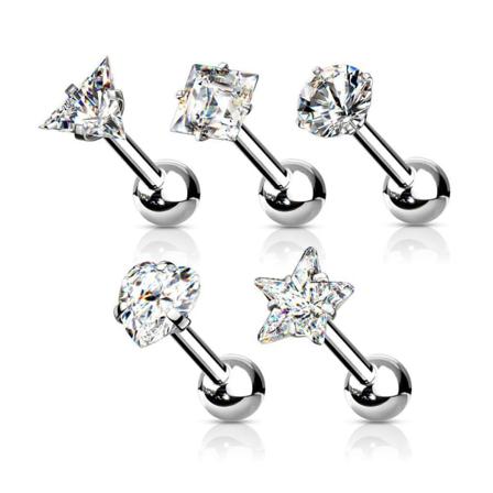 Pack Med 5 Tragus/cartilage Piercing Med Vita Cz Ip-316l Stål