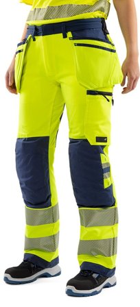 Arbetsbyxor Fristads Dam Varsel Green hantverkarbyxa stretch 2664 GSTP klass 2, dam, Varsel Gul/Marinblå Arbetskläder