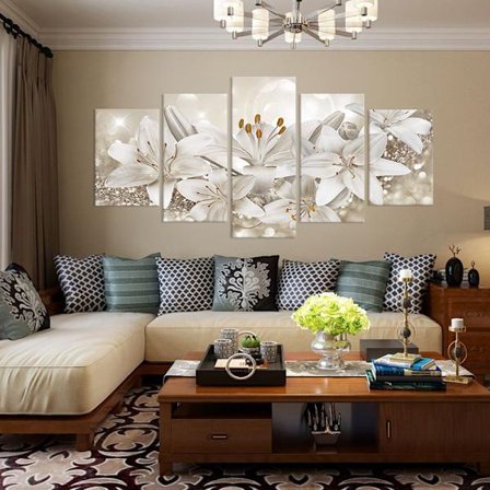 (Hvit)5 Paneler Kjærlighetsblomster Lerret Vegg Kjernemaleri