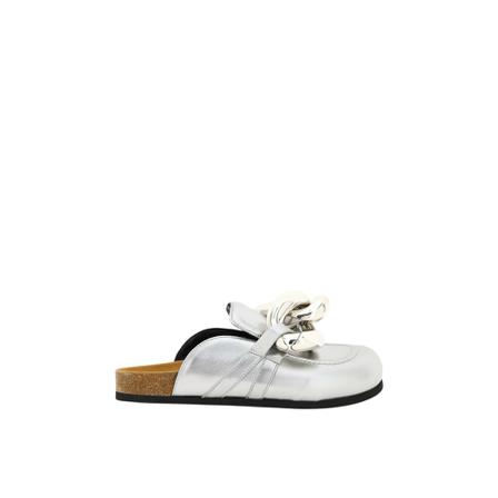 JW Anderson, Laminated leather chain mules Szary, Kobieta, Rozmiar: 38 EU