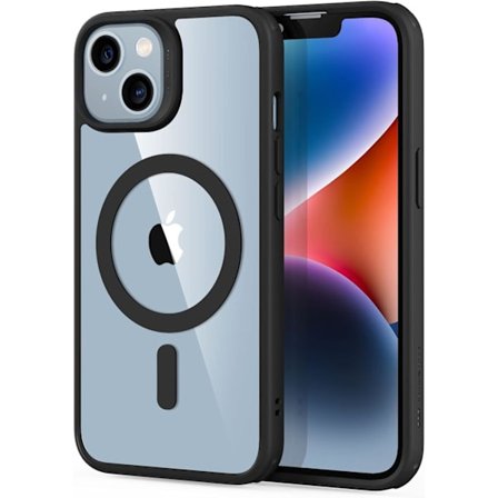 iPhone 14/iPhone 13 Cover, Magnetisk Transparent Cover Kompatibelt med MagSafe, Stødsikkert Militærklasse Beskyttelse, Klassisk Hybrid Magnetisk Cover