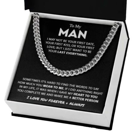 Gavehalskæde til mænd, kædehalskæde til kæreste med kort i sølv A