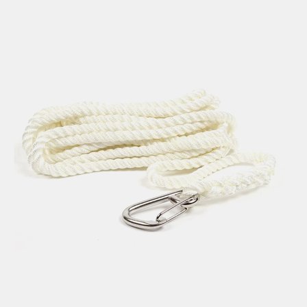 Festmacher / Festmacherleine mit gespleißtem Karabinerhaken Robline, verstärkt 3-schlagige Polyester, Ø10 mm, 10 Meter, weiß - Boot