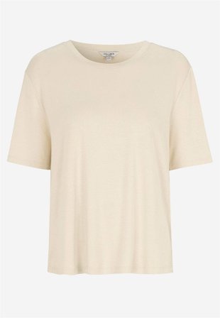 Cellbes of Sweden - Jerseytopp med rund hals i lys beige / ensfarget for damer i størrelse 54/56