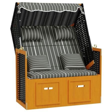 Vidaxl Strandkorg Med Dynor Konstrottning Och Massivt Trä Svart Svart