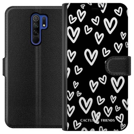 Yhteensopiva Lompakkokotelo Xiaomi Xiaomi Redmi 9 Cactus and Friends - Handdrawn Love Chaos