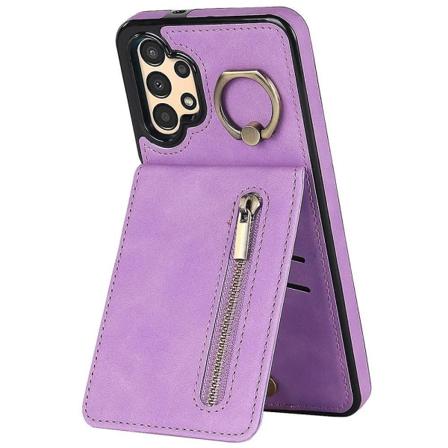 Samsung Galaxy A13 5G/A13 4G:lle RFID-esto Kickstand Case Retro PU+TPU Lompakko Puhelimen kansi - Violetti Purple Style F Samsung Galaxy A13 5G