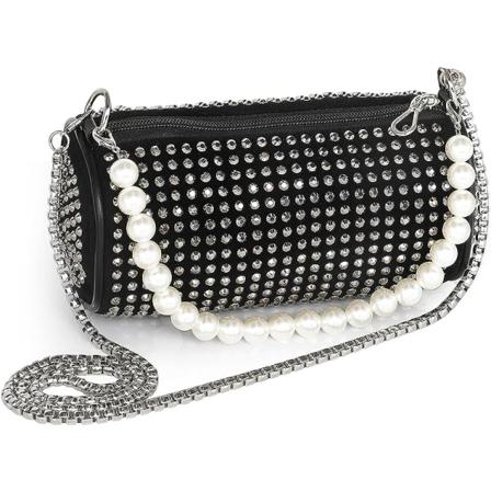 Montana West Crystal Rhinestone Crossbody Vesker for Kvinner Bling Pung Mini Top Håndveske Kjede Mesh Clutch for Fest