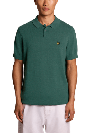Lyle & Scott Cotton Short Sleeve Knitted Polo Tröjor Herr Grön L