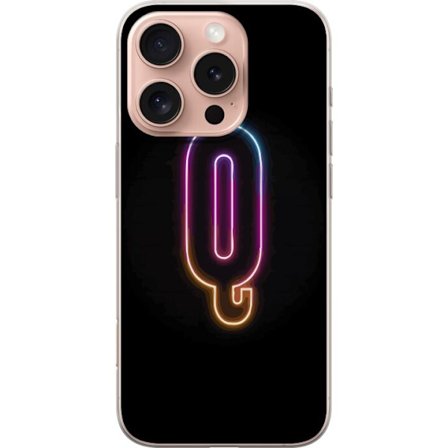 Yhteensopiva Puhelinkuori Apple Apple iPhone 16 Pro Minimalistinen neonkirjain Q kirkkaissa väreissä tummaa taustaa vasten