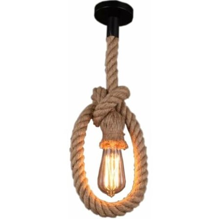 1M Pendellampe Retro Vintage DIY Hamp Rebslygte Armatur til Korridor Soveværelse Restaurant Cafe Bar - Brun