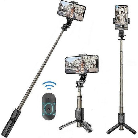 Bluetooth Selfie Stick, Utdragbart Telefonstativ med Trådlös Fjärrkontroll Bluetooth-slutare Kompatibel med iPhone