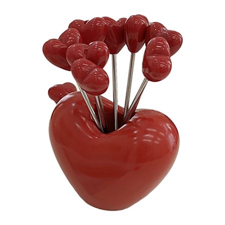 5-delt sødt formet frugtgaffelsæt i rustfrit stål med holder