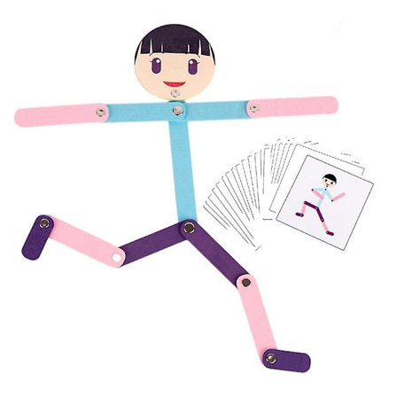 Sett Treleker Fleksibel Mann Poserer Kreativ Tidlig Barndomsutdanning Tenke Opplysning Leke For Barn